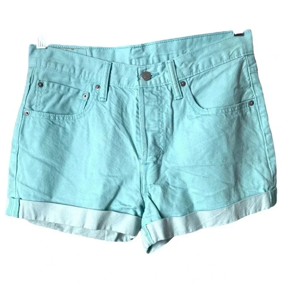 LEVI’S | 501 Original Denim Mint Mid-Rise Jeans Shorts Button Fly Size 30 - Picture 2 of 6